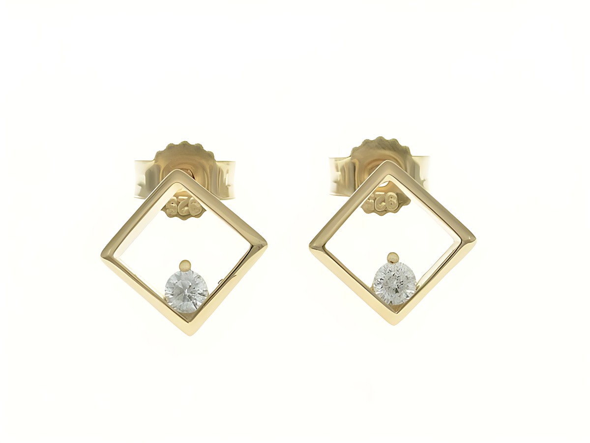Viereck Ohrstecker aus Sterling Silber, rosegold vergoldet mit Zirkonia, Hersteller Juwelier Harnisch, elegantes Design ideal für jeden Anlass.