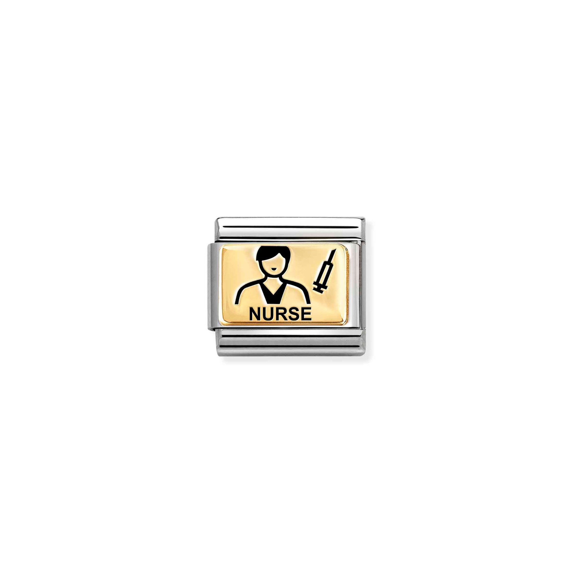 Nomination Composable Classic Charm Krankenpfleger - Edelstahl, Gold 750 Gelbgold, Emaille