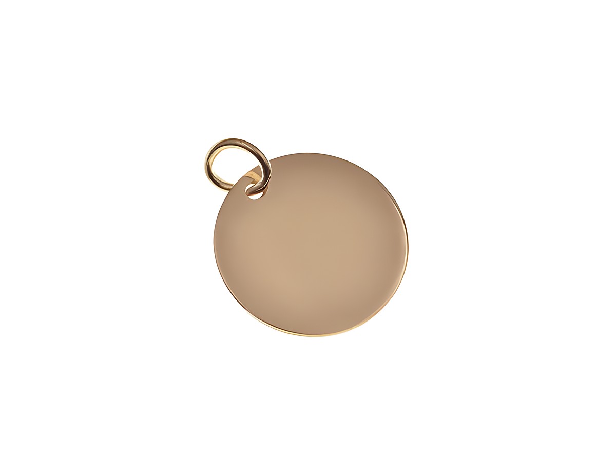 Gravurplatte Rund Anhänger aus Sterling Silber Roségold vergoldet, Durchmesser 1,4 cm, schlichtes Design von Juwelier Harnisch, ideal für personalisierte Gravuren.