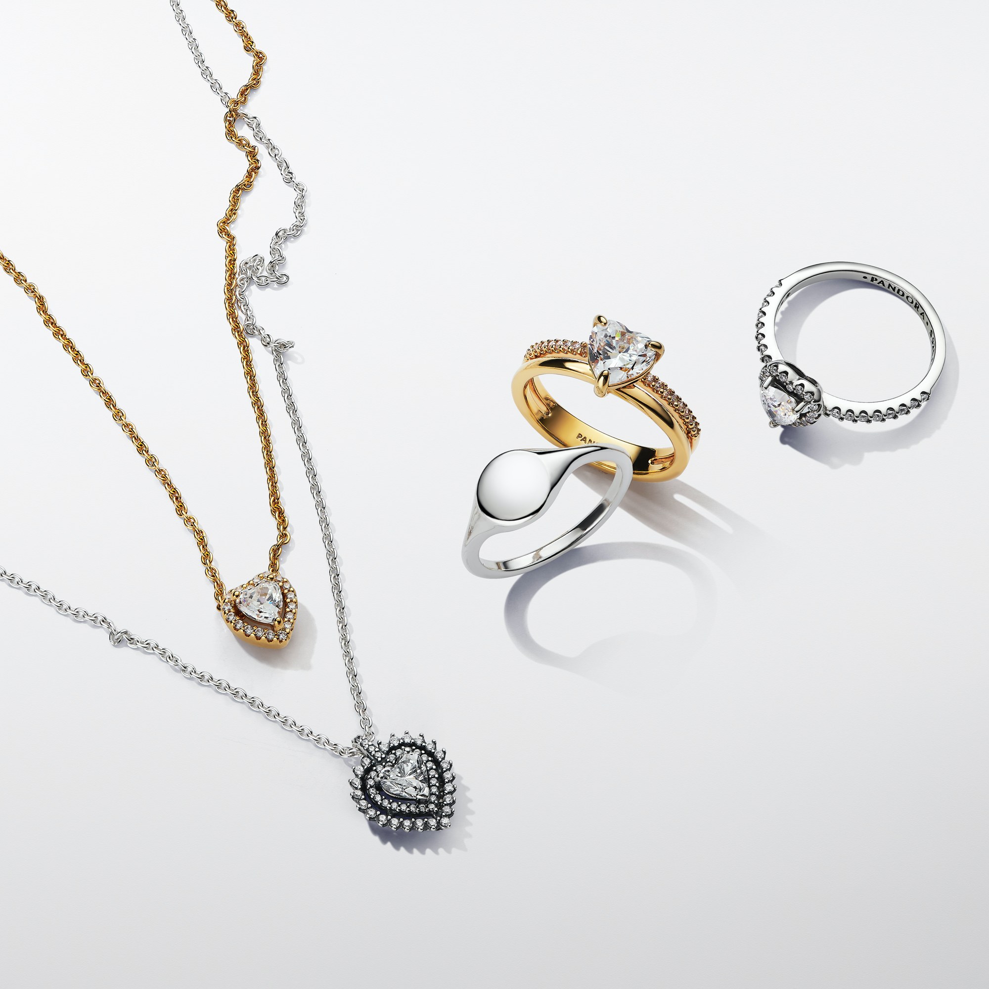 Pandora Funkelndes Herz Collier-Halskette - Gelbgold verg. - Zirkonia klar - 45 cm – Ansicht 5