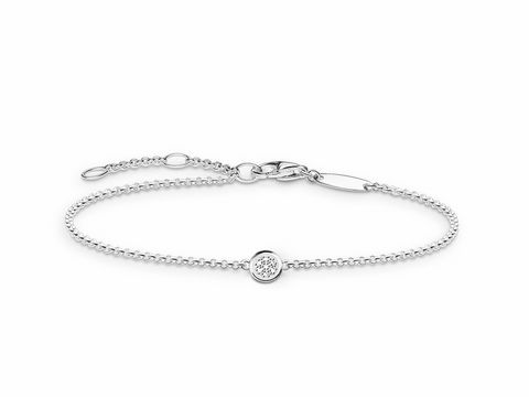 Armband von Thomas Sabo in Silber mit einem weißen Diamanten, Länge 19,5 cm, elegant und zart, ideal für stilvolle Anlässe und als besondere Verzierung.