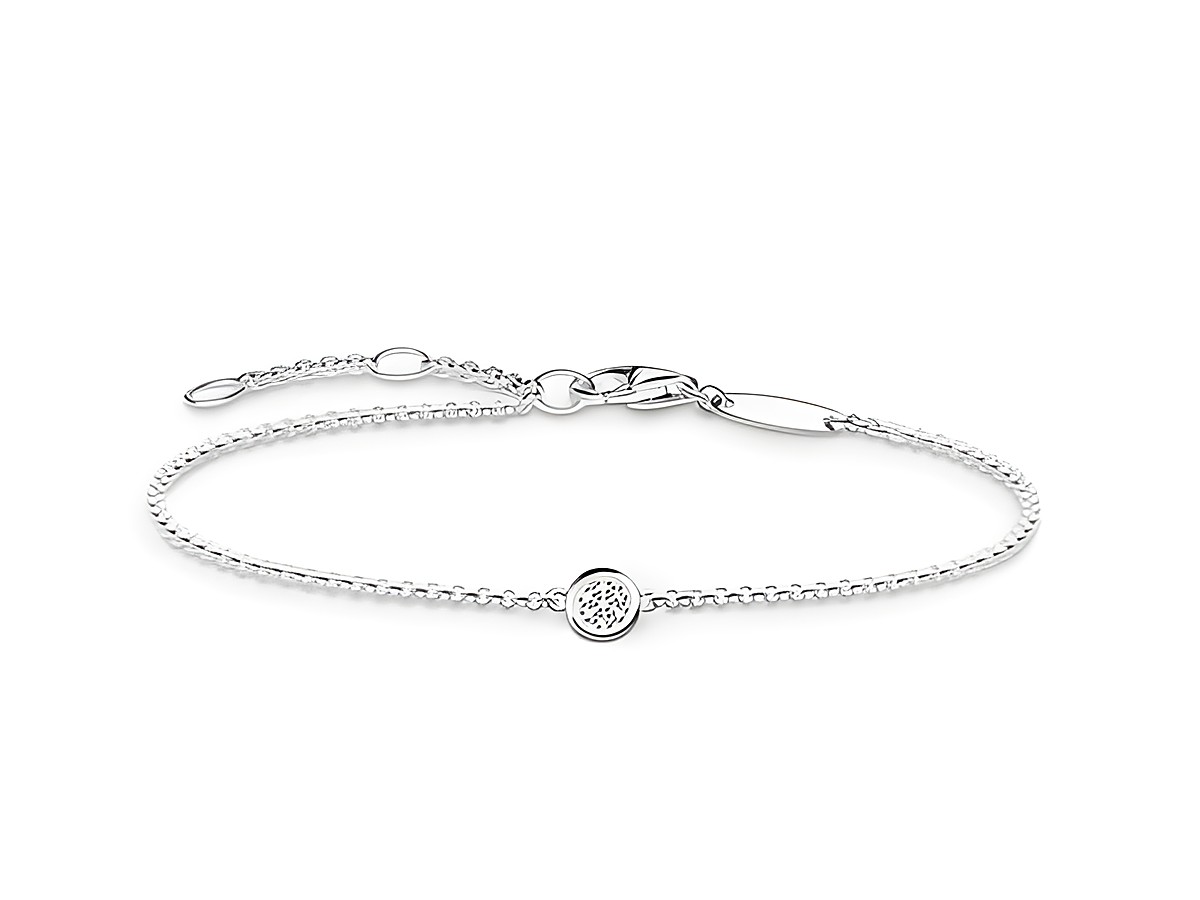 Armband von Thomas Sabo in Silber mit einem weißen Diamanten, Länge 19,5 cm, elegant und zart, ideal für stilvolle Anlässe und als besondere Verzierung.