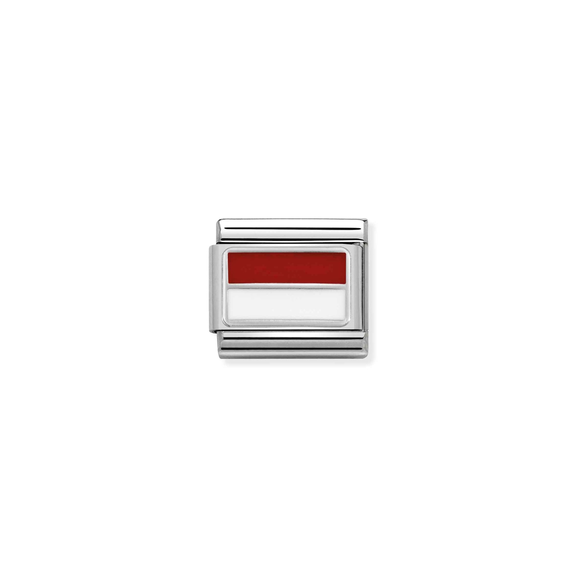 Nomination Composable Classic Charm Flagge Monaco - Edelstahl, Sterling Silber, Emaille