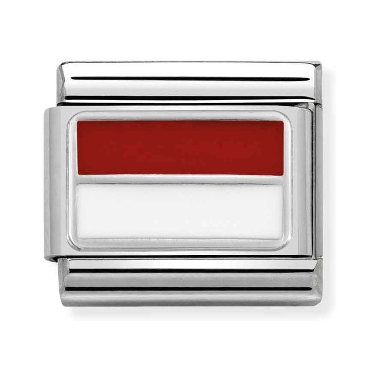Nomination Composable Classic Charm Flagge Monaco - Edelstahl, Sterling Silber, Emaille