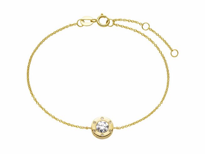 Xenox Gold Armband XG4443G - 18 cm - FASHION - Gelbgold Karreekette 375 GOLD mit funkelndem Stein, elegant und zeitlos, ideal für jeden Anlass. Echt Gold Armbänder und Fussketten von Xenox.