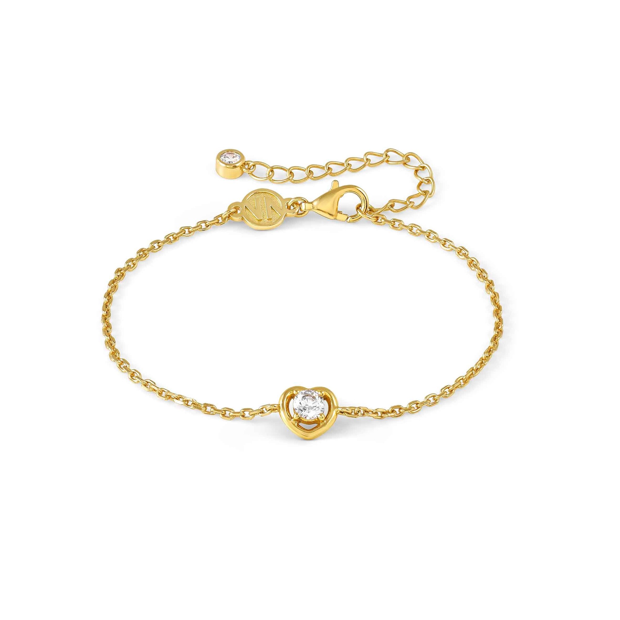 Nomination COSMICLOVE Armband aus Sterling Silber vergoldet - Zirkonia - Herz - 15-19 cm verstellbar