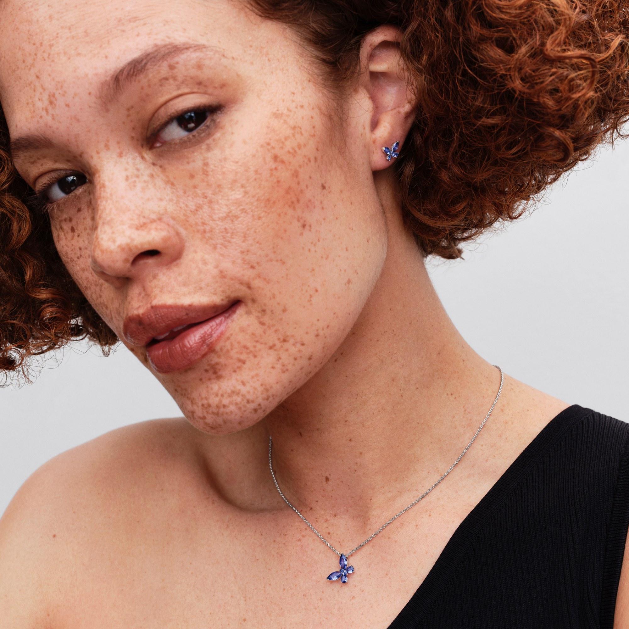 Pandora Schmetterling Ohrstecker - Sterling Silber - Kristall Blau – Ansicht 5