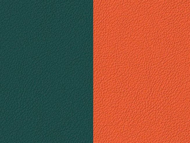 Lederarmreif Einlage in Petrolgrün und Koralle Orange mit strukturierter Oberfläche, ideal für Les Georgettes Produkte, 40 mm Breite.