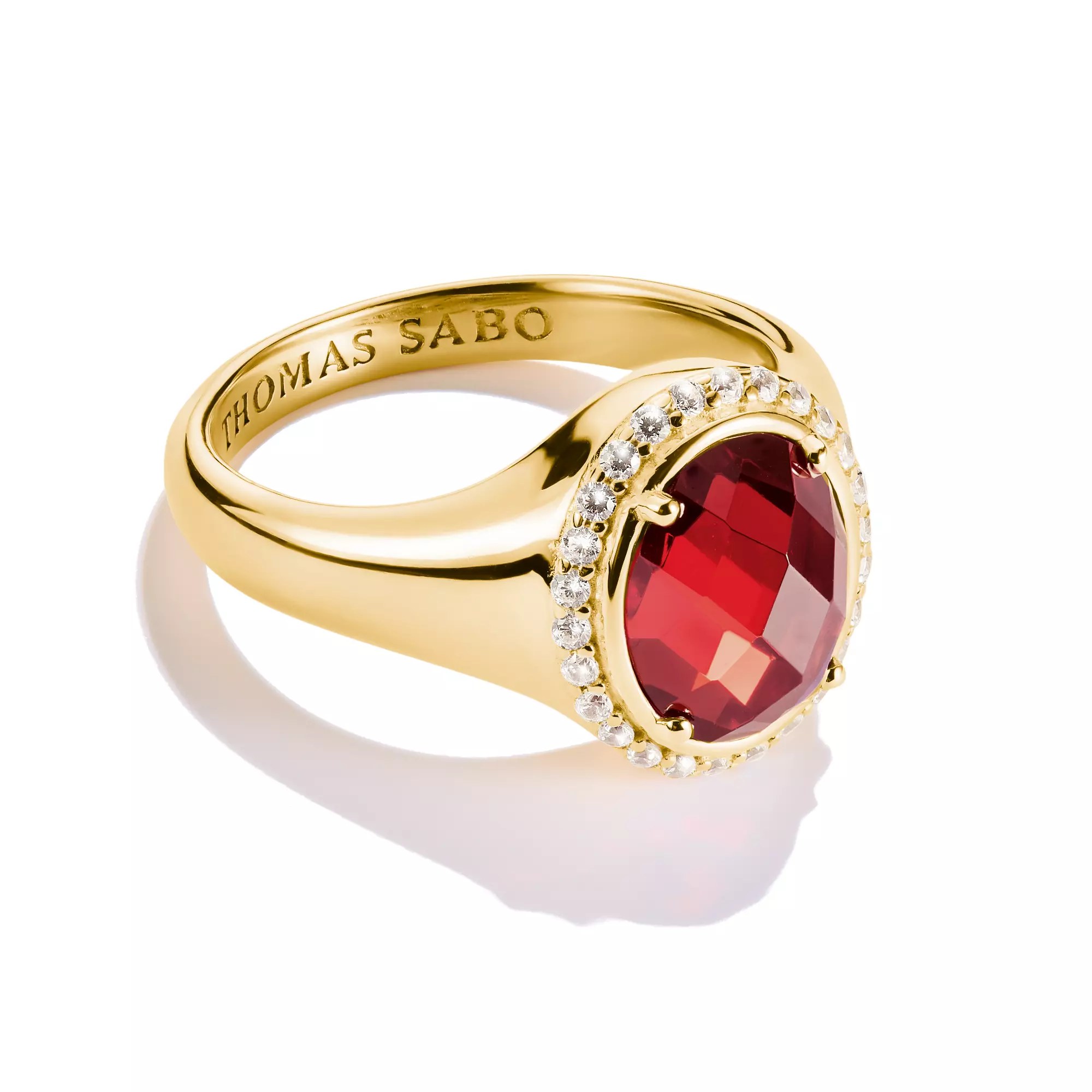 Thomas Sabo Ring Roter Zirkoniastein 18k Vergoldung – ELYNDRA – Silber – Zirkonia – Ansicht 2