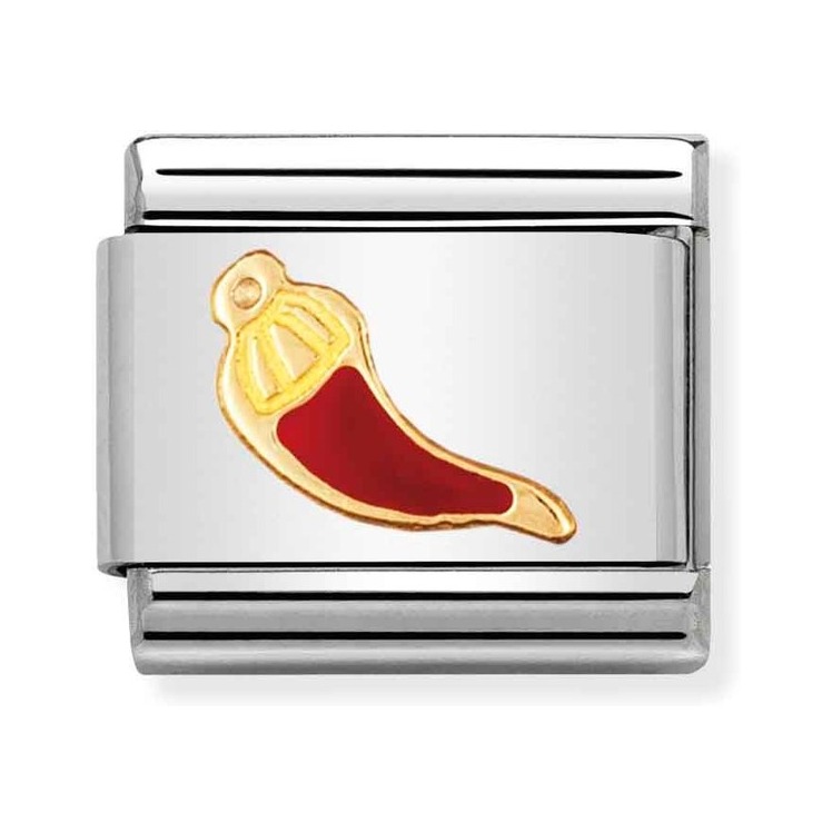 Nomination Composable Classic Charm Glückshorn rot - Edelstahl, Gold 750 Gelbgold