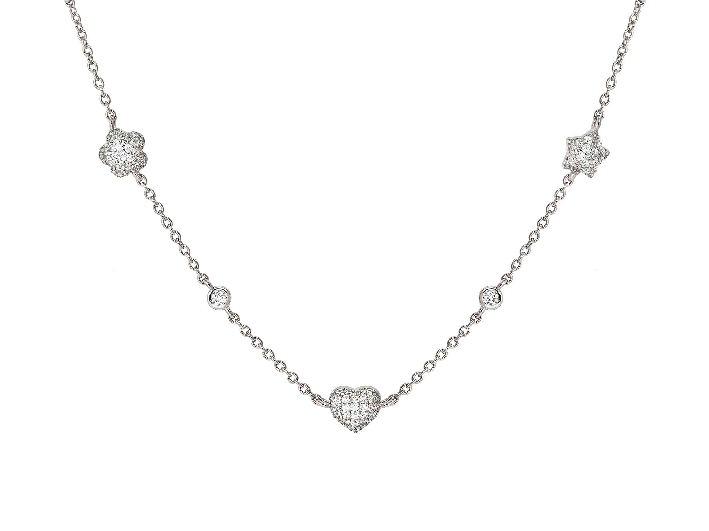 Nomination 242705 50 - LIFEPOETRY Halskette aus Sterling Silber & Zirkonia in Pavé-Fassung besetzte Schmuckelemente - Symbol-Mix - rhodiniert