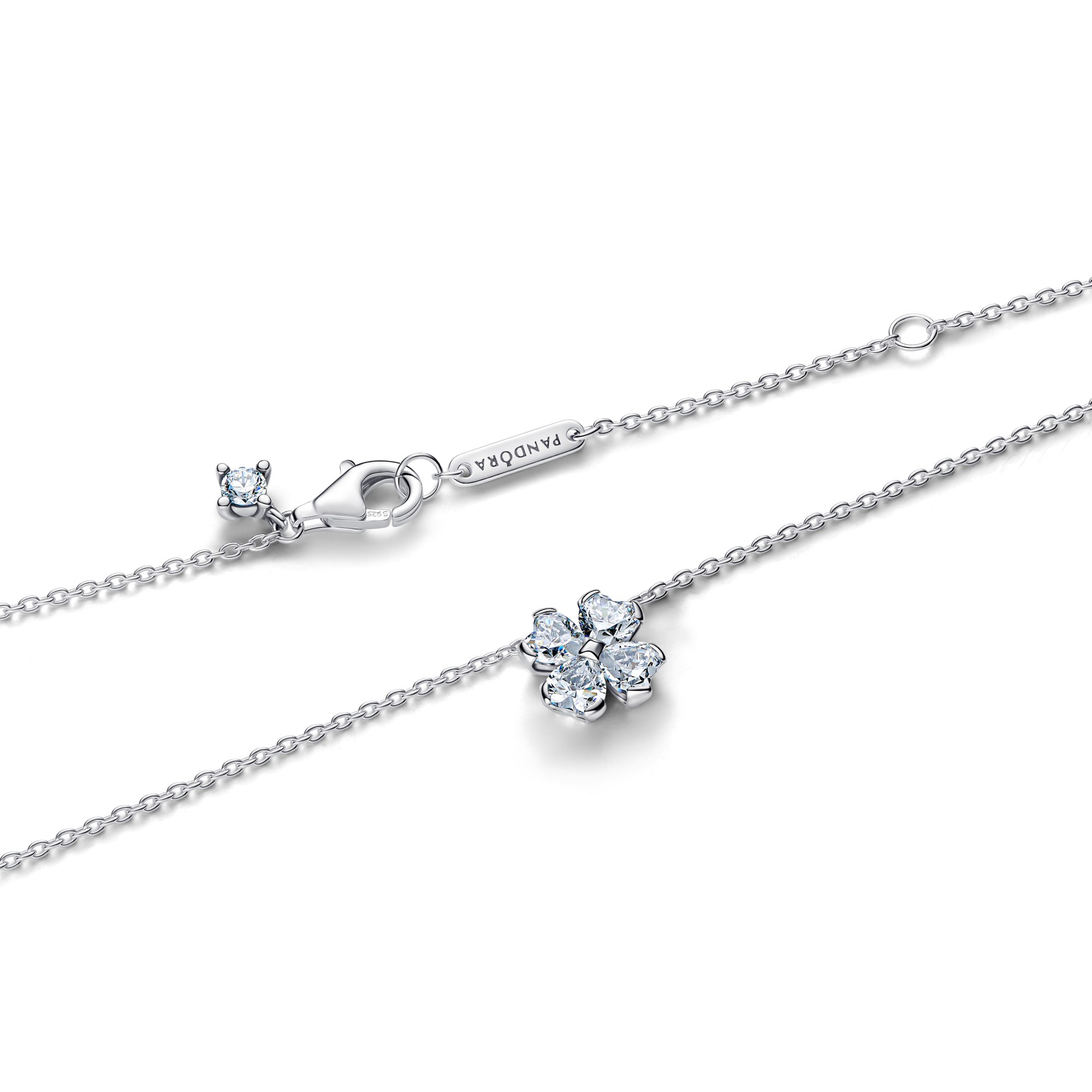 Pandora Funkelndes Glückskleeblatt Anhänger-Halskette - Sterling Silber - Zirkonia - 45 cm – Ansicht 2