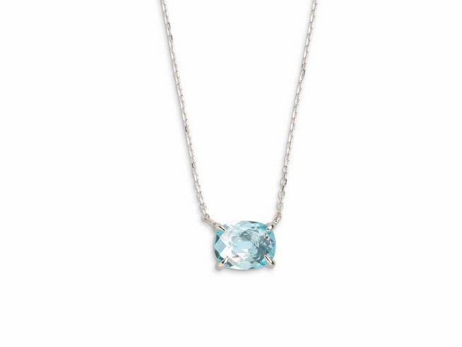 Xenox Weißgold Kette XG4500 mit 45 cm Länge und einem bunten Karree-Aquamarin als Anhänger, elegant und zeitlos im Design, ideal für jeden Anlass.