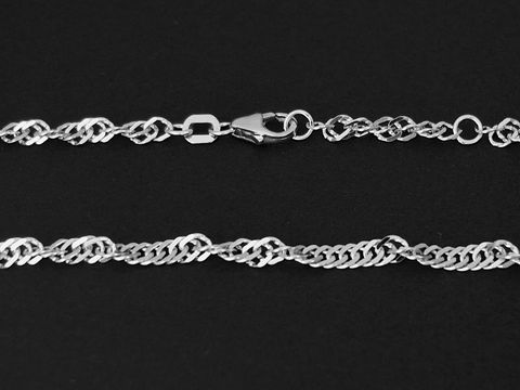 Silbernes Fußkettchen im Singapore-Stil von Juwelier Harnisch, Länge 23 bis 25 cm, mit Karabinerverschluss, klassisches Design, glänzende Oberfläche, ideal für jede Gelegenheit.