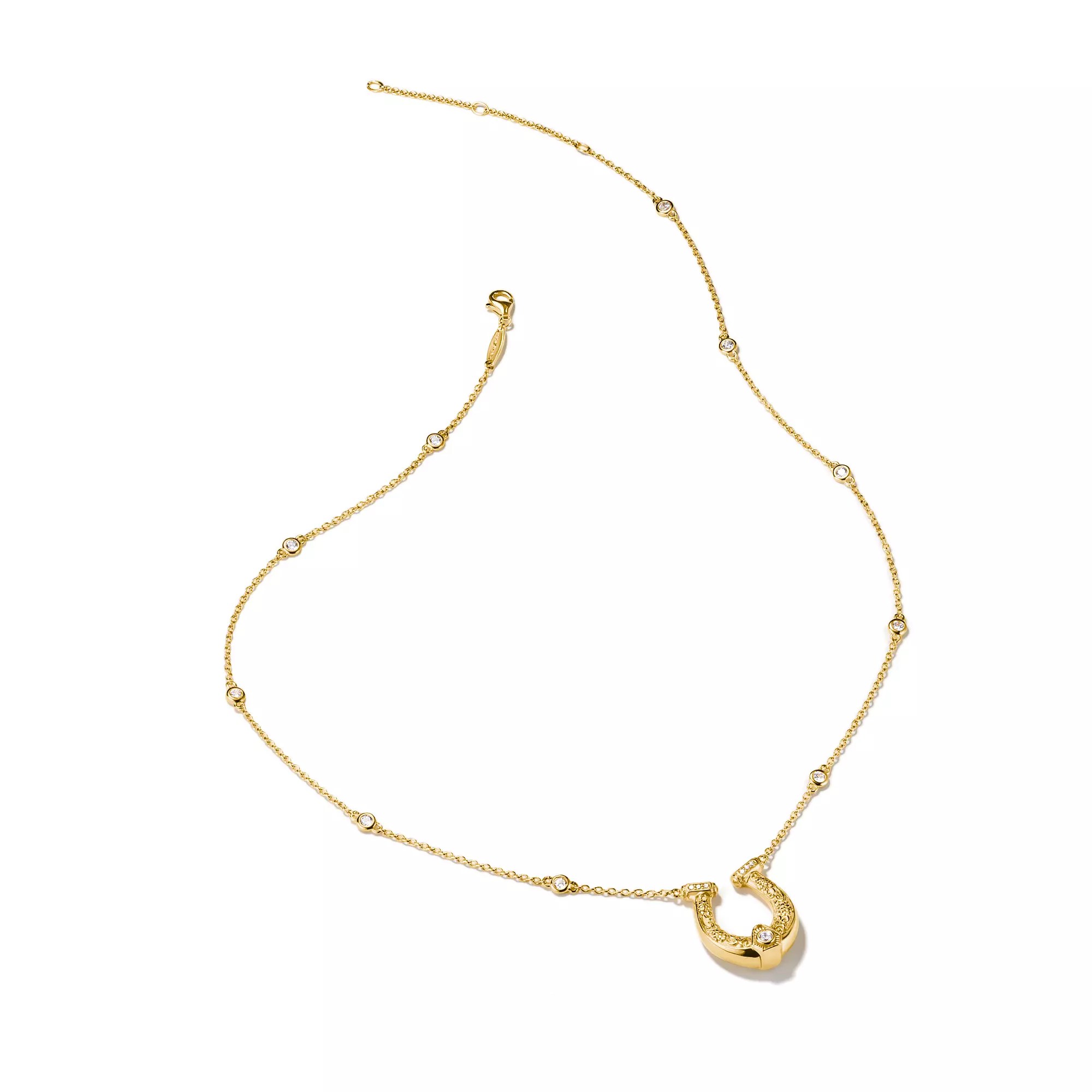 Thomas Sabo ELYNDRA Hufeisen Kette 45 - 50 cm - 750/- Gold auf Silber & Zirkonia - Weiß – Ansicht 3