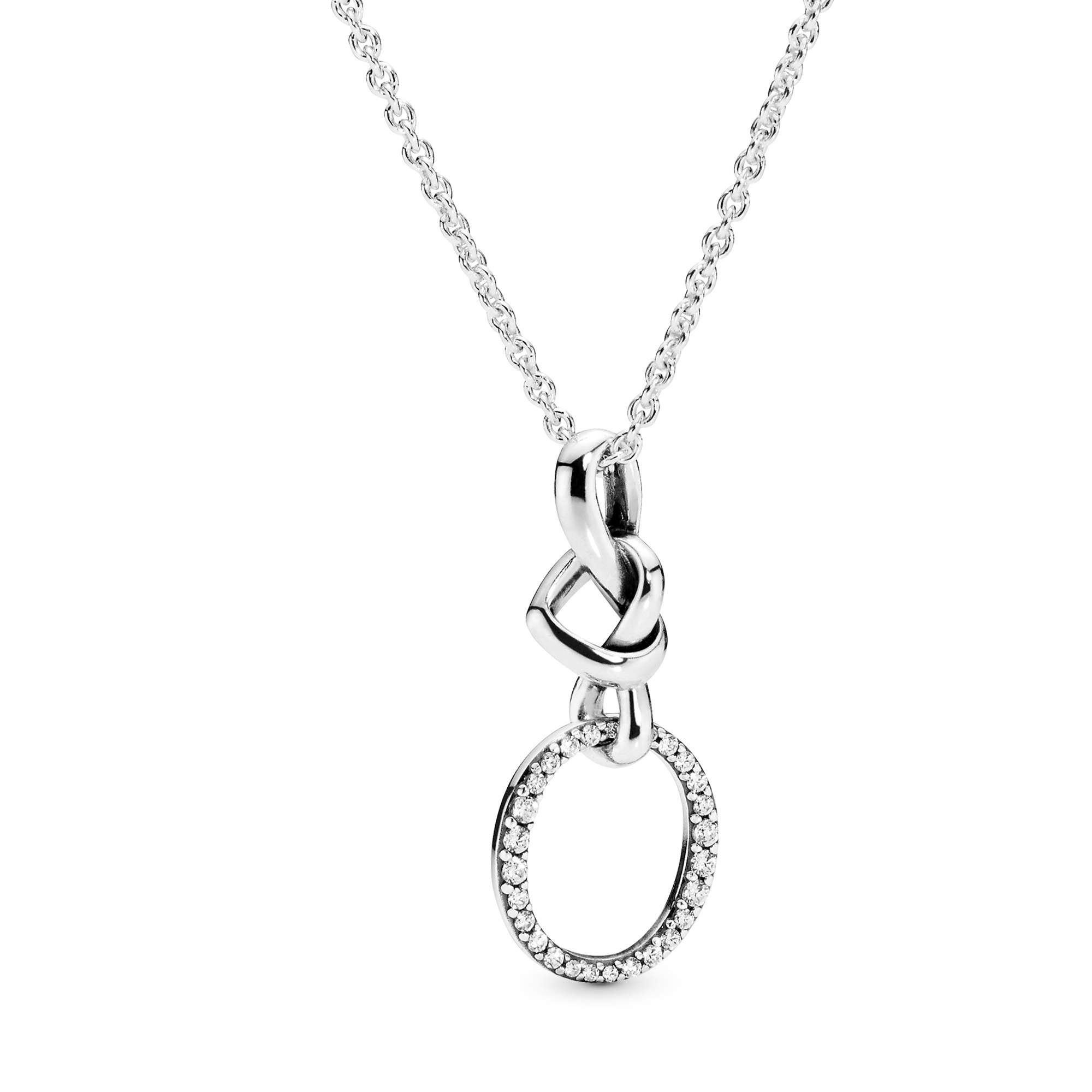Pandora 60 cm knotted hearts - Geknüpfte Herzen Silber Kette