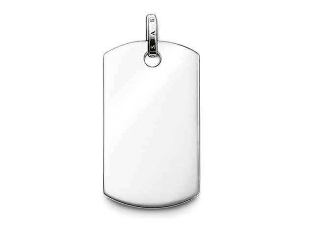 Silberner Dogtag Anhänger von Thomas Sabo, Modell PE584-001-12, klare und glänzende Oberfläche, ideal für individuelle Gravuren, Teil der Special Addition Kollektion.