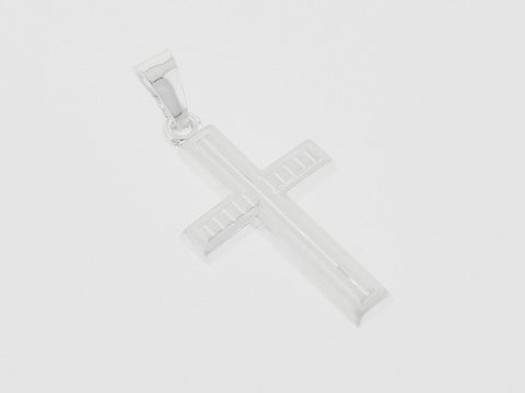 Kreuz Silber Anhänger modisch teilmattiert diamantiert Hersteller Juwelier Harnisch mit Muster.