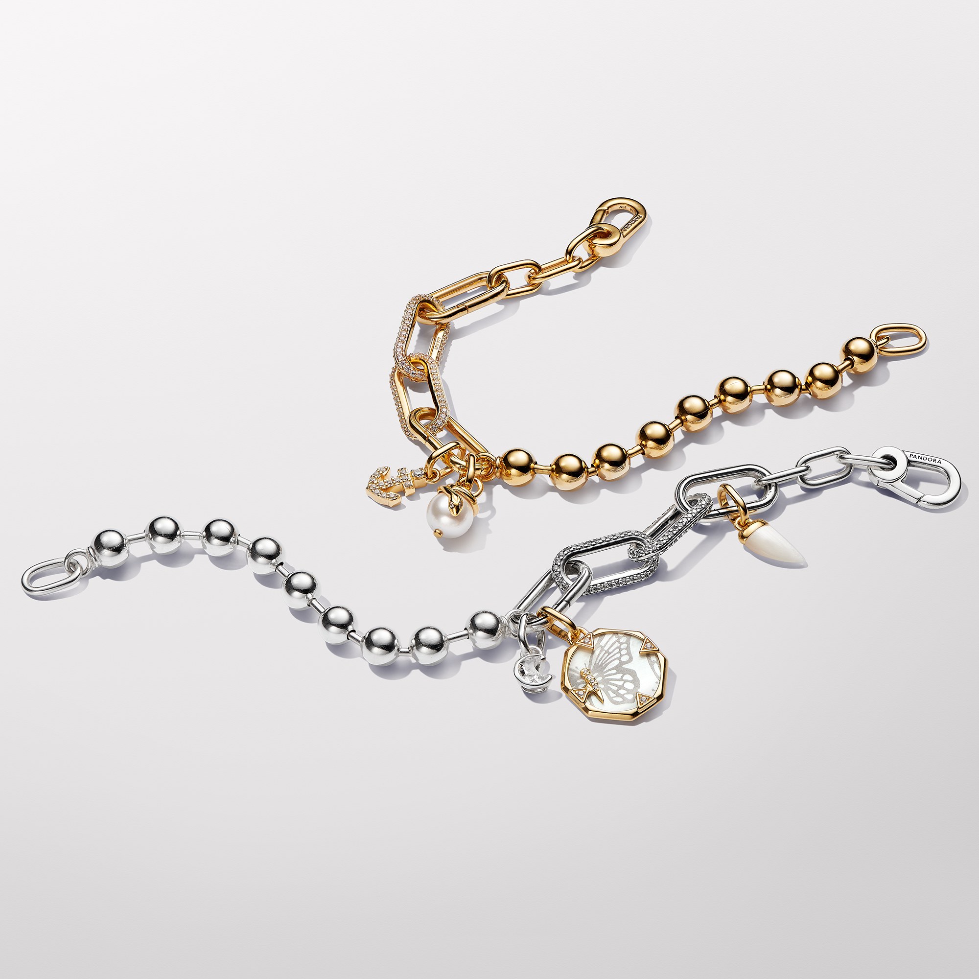 Pandora ME Anker Mini-Charm-Anhänger - Gelbgold verg. - Zirkonia klar – Ansicht 2