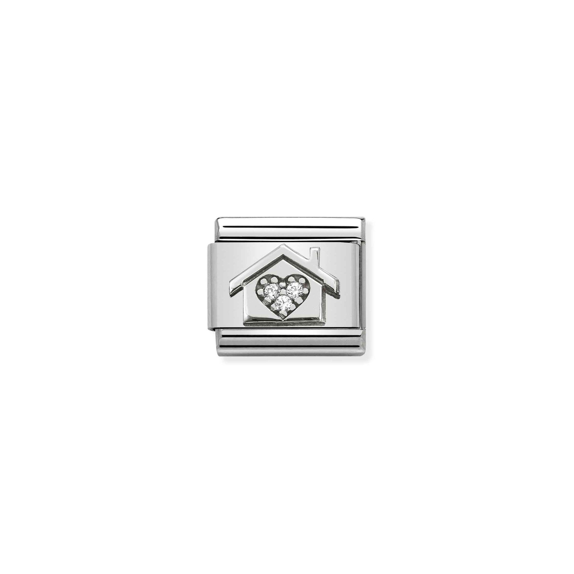 Nomination Composable Classic Charm Haus mit Herz - Edelstahl, Sterling Silber, Zirkonia