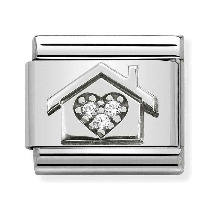 Nomination Composable Classic Charm Haus mit Herz - Edelstahl, Sterling Silber, Zirkonia