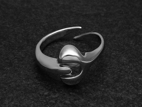 Silberring rho in modernem Design, wenig verstellbar, rhodiniert und ohne Stein, hergestellt von Juwelier Harnisch. Elegante und zeitlose Form für stilbewusste Träger.