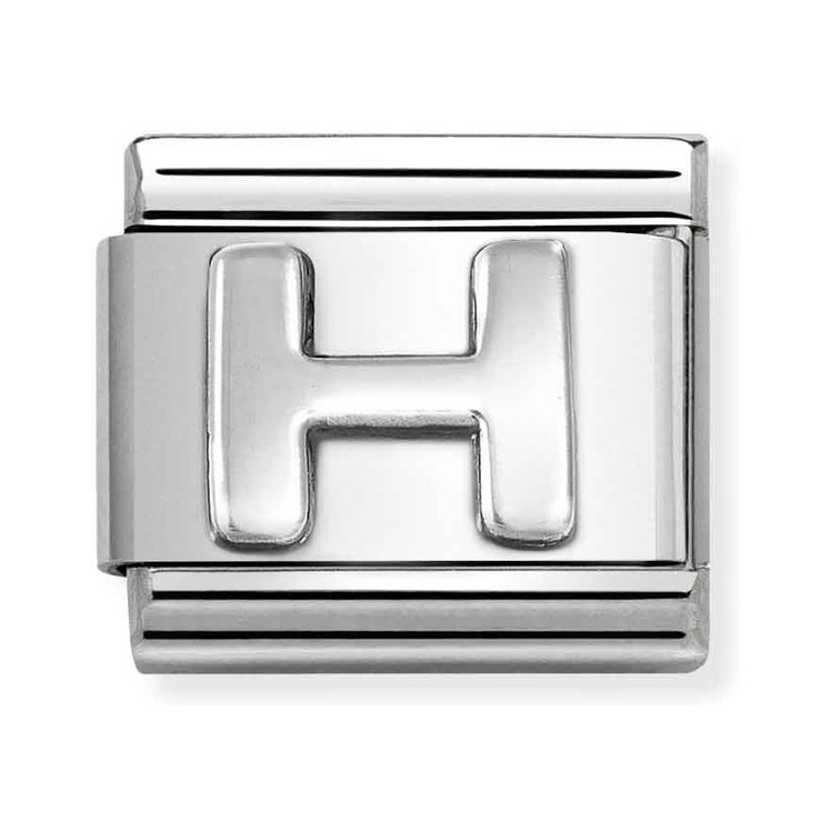 Nomination Composable Classic Charm Buchstabe H - Edelstahl, Sterling Silber oxidiert