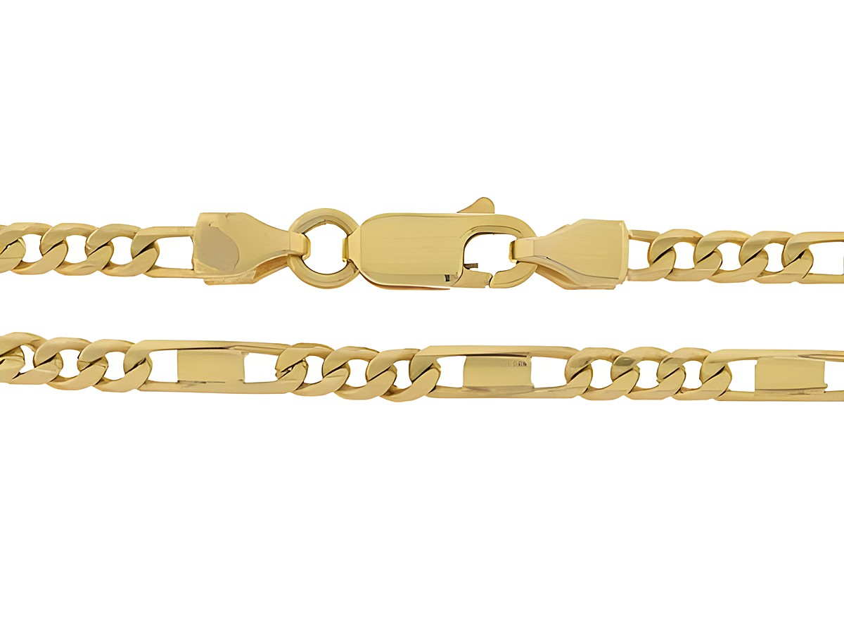 Panzerstegkette 585 Gold mit einer Länge von 45 cm und einer Breite von 3,2 x 1,2 mm. Ausgestattet mit einem Karabiner. Hergestellt von Juwelier Harnisch, Gold 585.