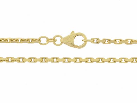 Ankerkette aus Gold 585 mit diamantierter Oberfläche, Länge 45 cm und einer Breite von 2,2 x 2,2 mm, hergestellt von Juwelier Harnisch.