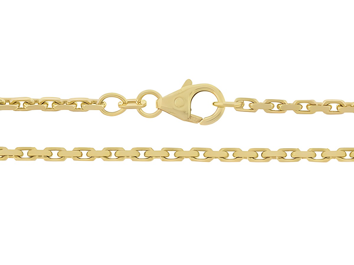 Ankerkette aus Gold 585 mit diamantierter Oberfläche, Länge 45 cm und einer Breite von 2,2 x 2,2 mm, hergestellt von Juwelier Harnisch.
