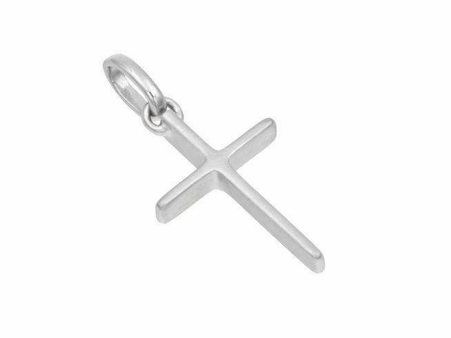 Silber Anhänger in Form eines schlichten, plastischen Kreuzes, hergestellt von Juwelier Harnisch. Ideal als zeitloses Schmuckstück für jeden Anlass.