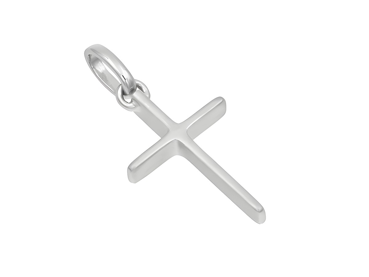 Silber Anhänger in Form eines schlichten, plastischen Kreuzes, hergestellt von Juwelier Harnisch. Ideal als zeitloses Schmuckstück für jeden Anlass.