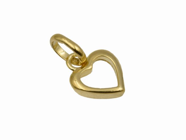 Anhänger Herz zart aus 925 Sterling Silber, poliert und gelb vergoldet, flaches Design, ideal als Schmuckstück oder Geschenk für besondere Anlässe.