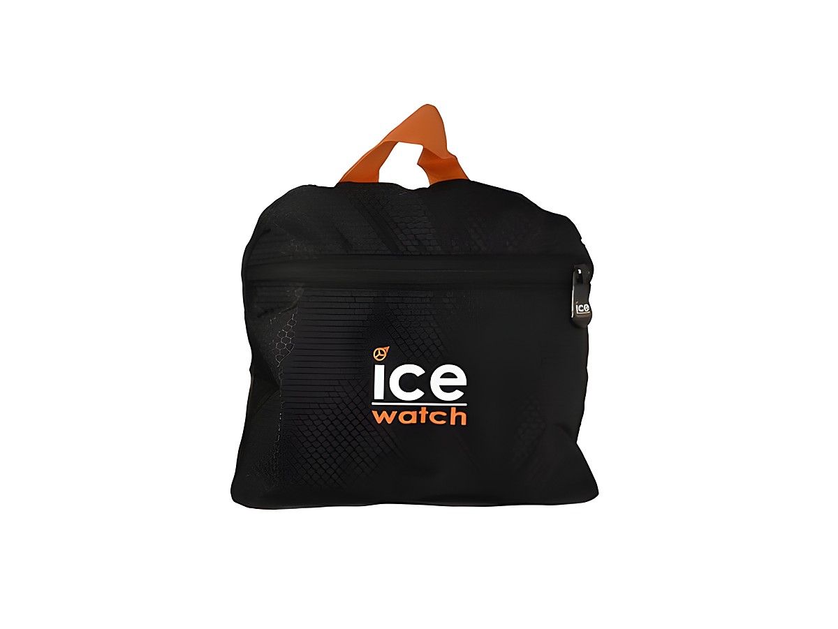 ICE WATCH Rucksack in Schwarz mit orangefarbenem Akzent, faltbar und handlich, Maße 44 cm, ideal für unterwegs, mit Reißverschluss und praktischer Aufhängeschlaufe. – Ansicht 2