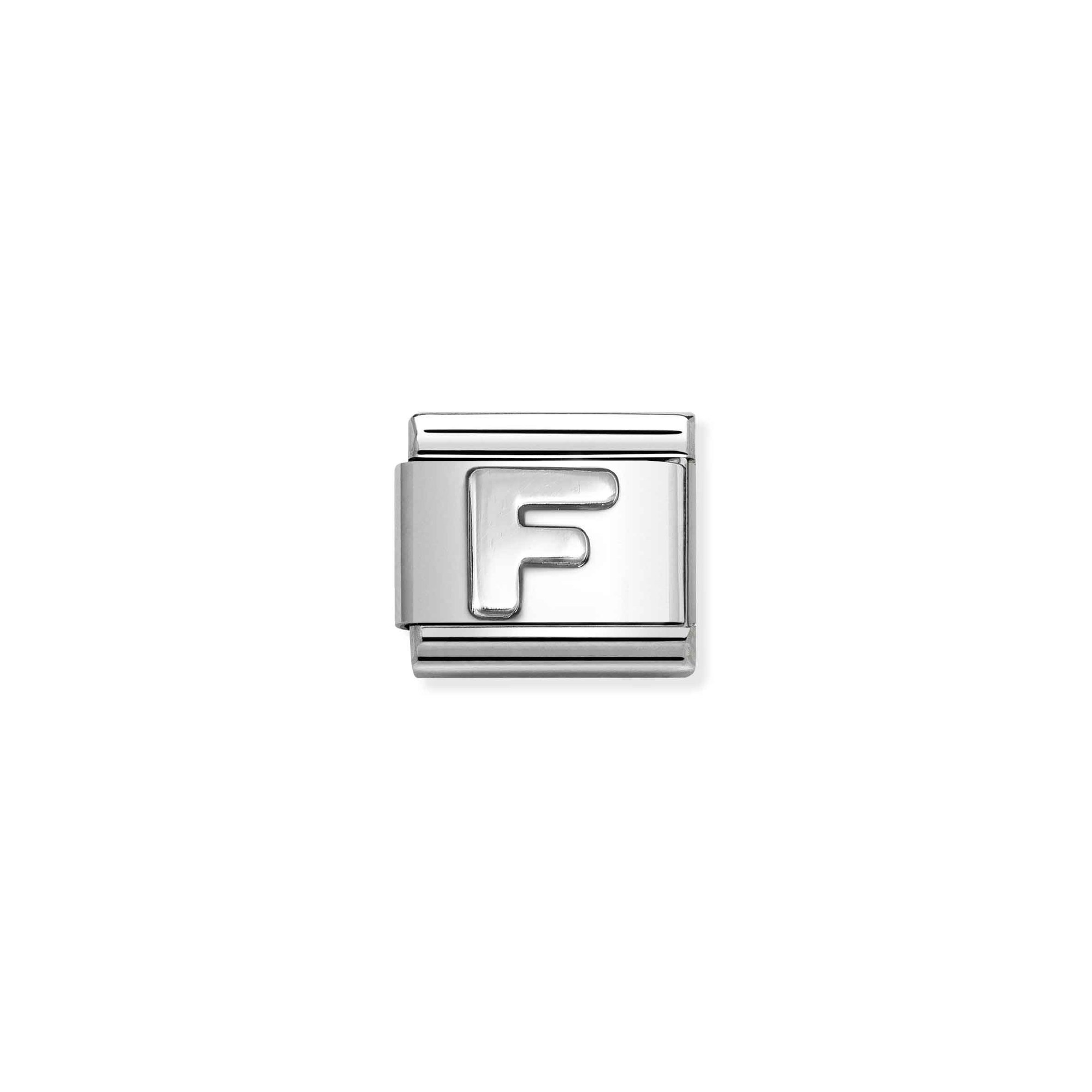 Nomination Composable Classic Charm Buchstabe F - Edelstahl, Sterling Silber oxidiert