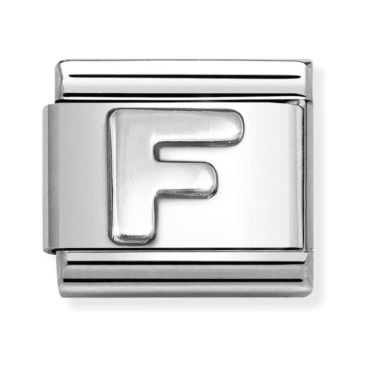 Nomination Composable Classic Charm Buchstabe F - Edelstahl, Sterling Silber oxidiert