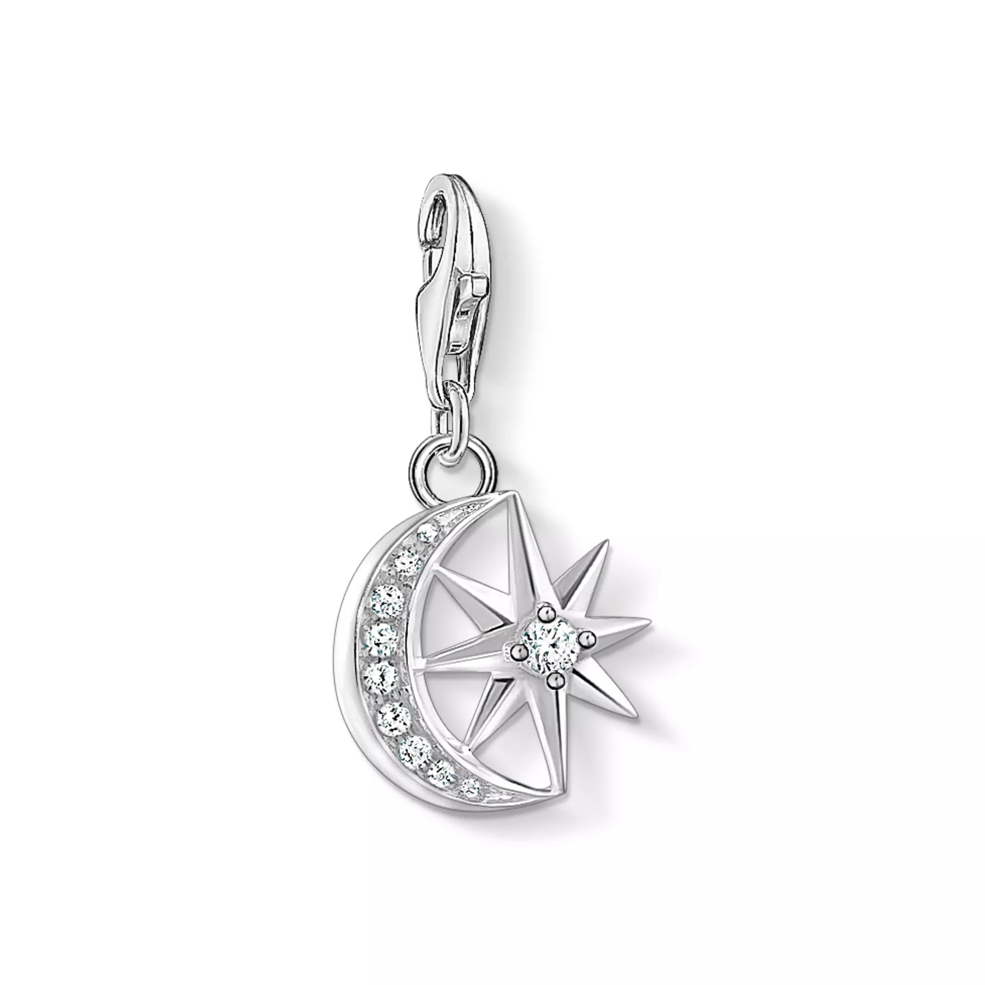 Thomas Sabo Charm-Anhänger - Mond mit Stern - Sterling Silber - Zirkonia - weiß – Ansicht 2