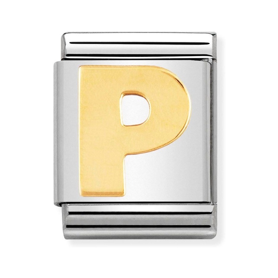 Nomination Composable Big Charm Buchstabe P - Edelstahl, Gold 750 Gelbgold