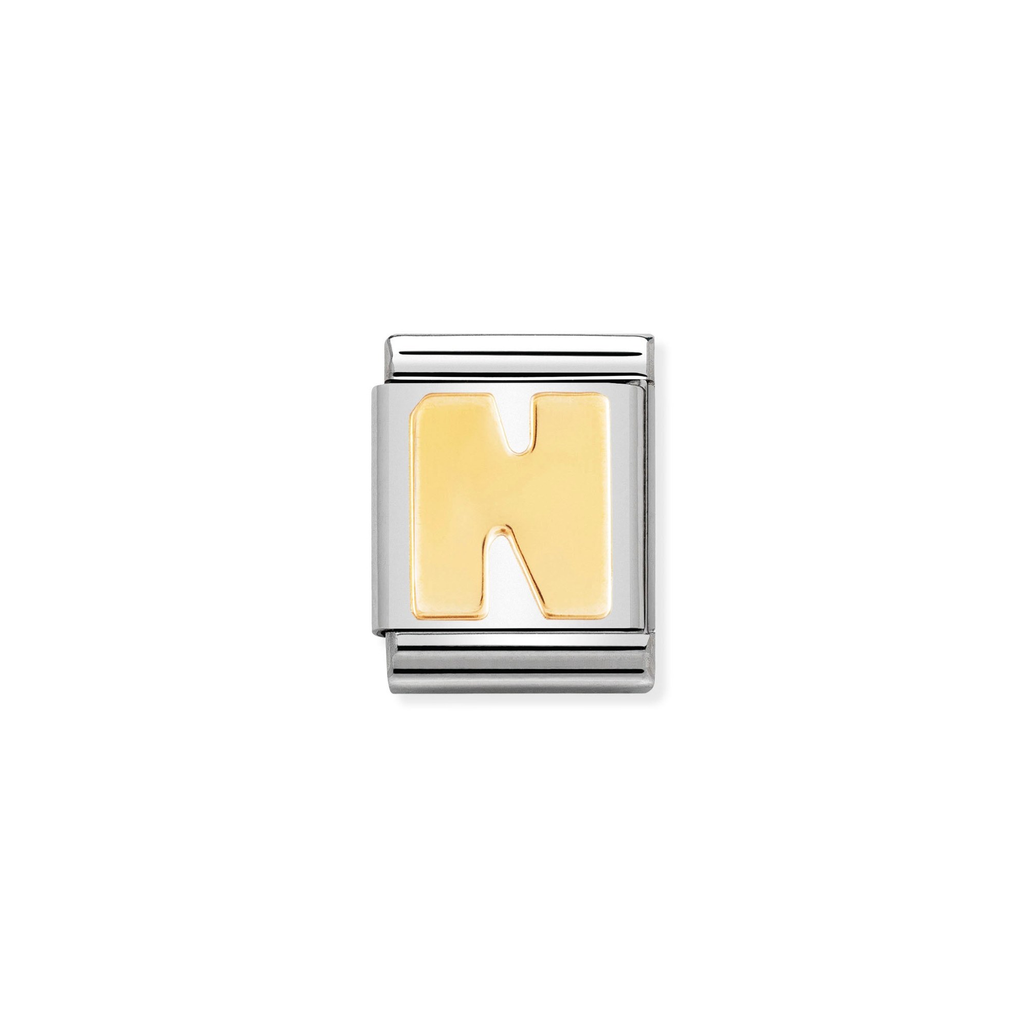 Nomination Composable Big Charm Buchstabe N - Edelstahl, Gold 750 Gelbgold