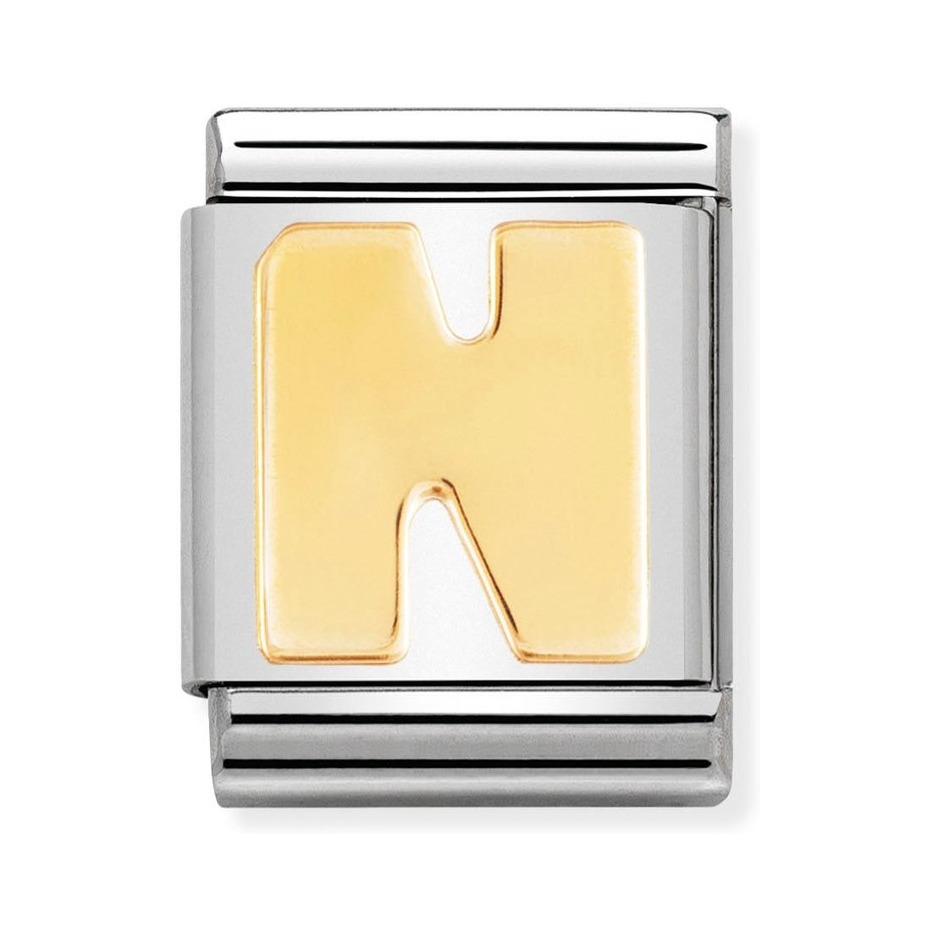 Nomination Composable Big Charm Buchstabe N - Edelstahl, Gold 750 Gelbgold