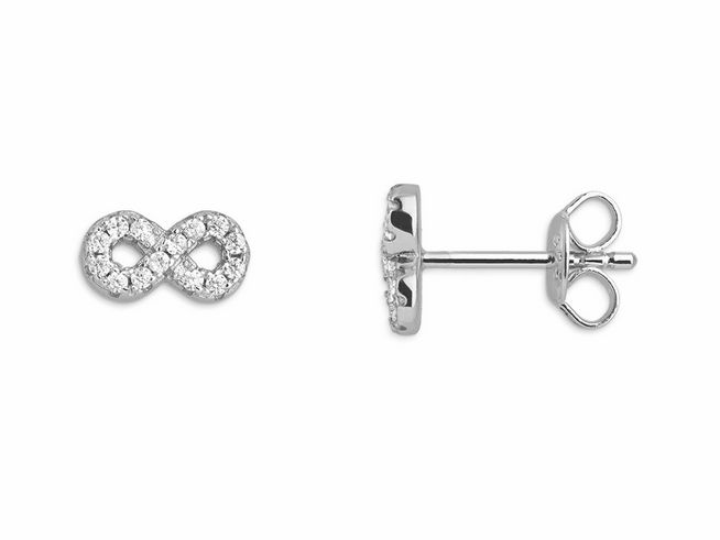 Xenox Sterling Silber Ohrringe XS3741N in Infinity-Form mit funkelnden Zirkonia besetzt, eleganter Ohrschmuck für jeden Anlass.