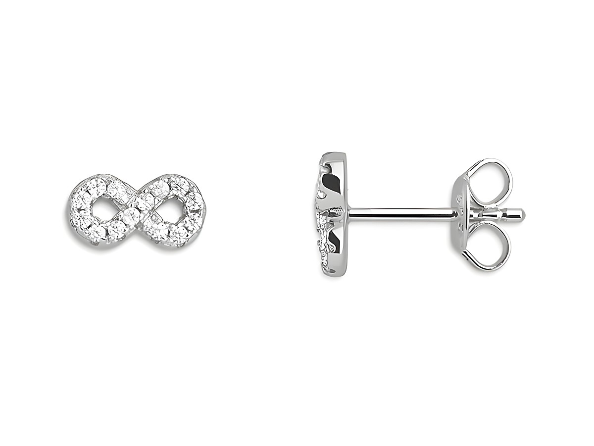 Xenox Sterling Silber Ohrringe XS3741N in Infinity-Form mit funkelnden Zirkonia besetzt, eleganter Ohrschmuck für jeden Anlass.