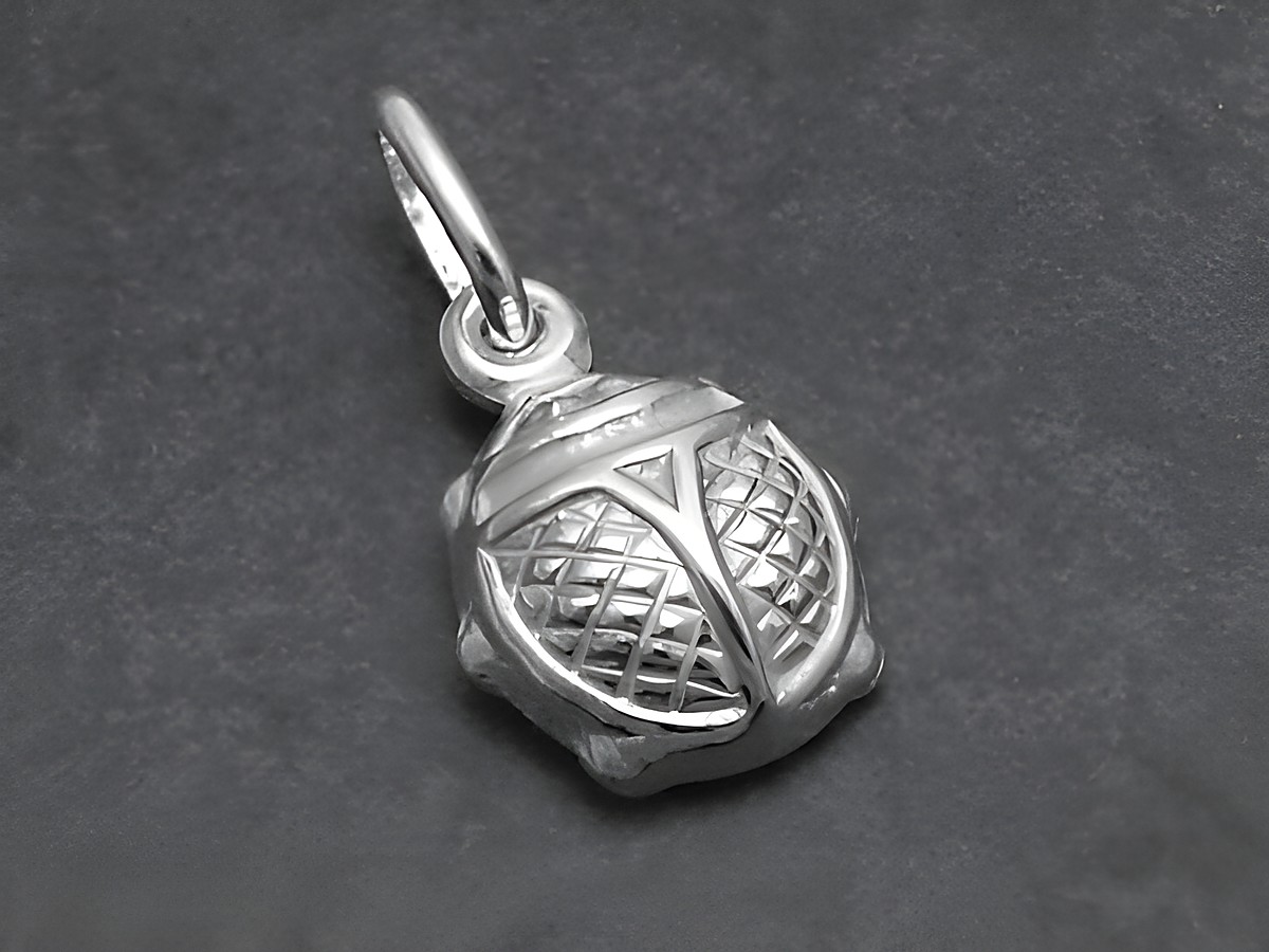 3D Käfer 925 Sterling Silber Anhänger, Hersteller Juwelier Harnisch, für Kinder. Der Anhänger zeigt einen detaillierten Käfer mit feinen Gravuren auf der Oberfläche.