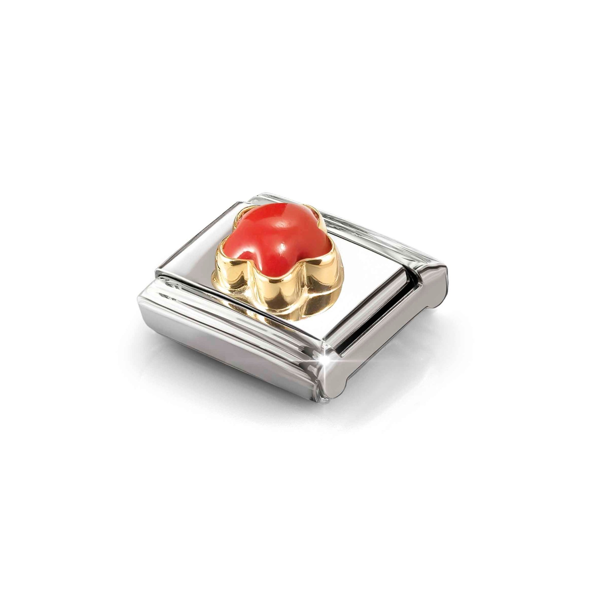 Nomination Composable Classic Charm Blüte Koralle rot - Edelstahl, Gold 750 Gelbgold – Ansicht 4