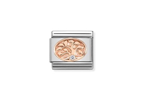 NOMINATION Classic Roségold 430305 12 Baum des Lebens mit einem feinen Design und einem funkelnden Stein, perfekt für das Armband und als elegantes Schmuckstück.
