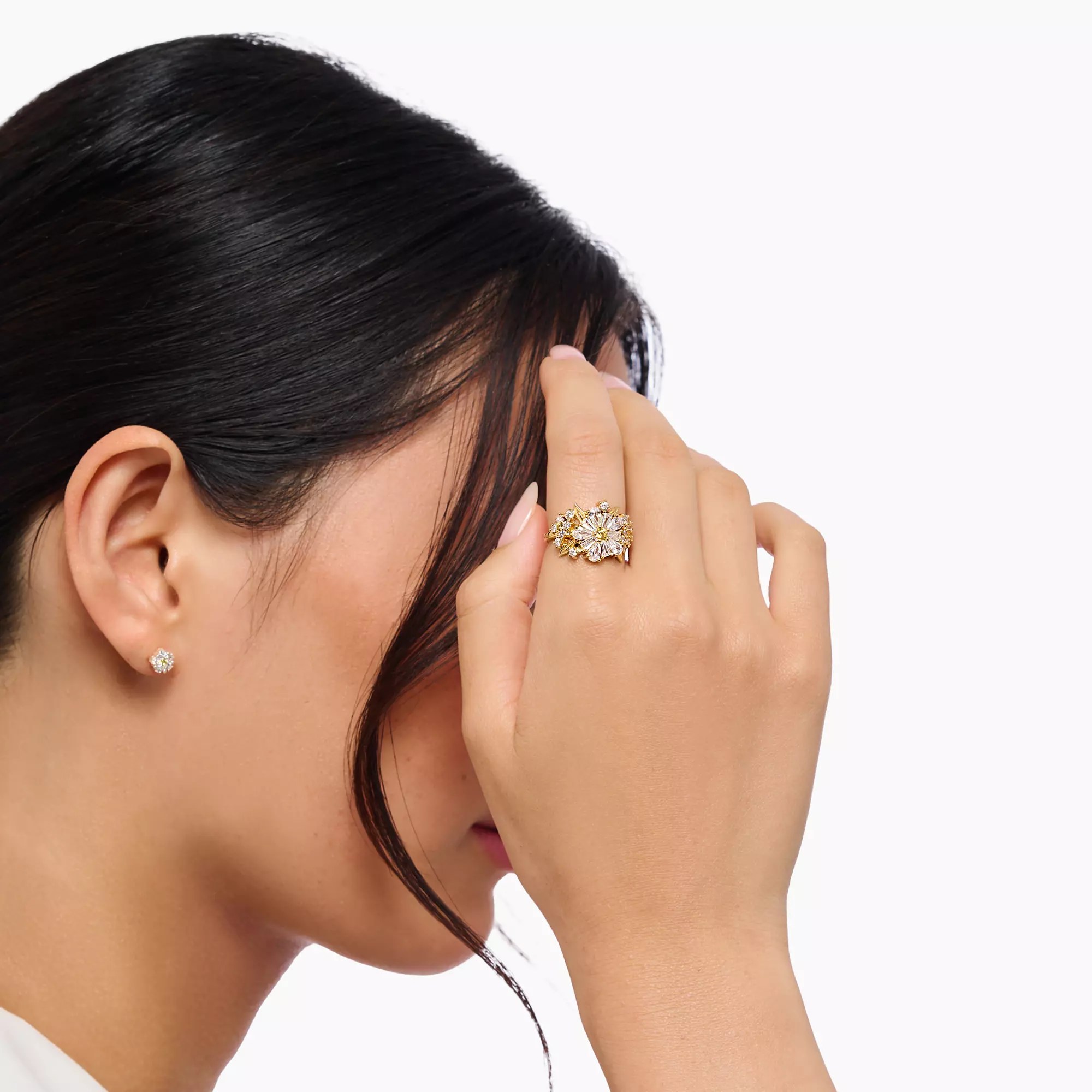 Thomas Sabo Ring - Blumen Cocktail GELB - Blooming Skies - Silber vergoldet – Ansicht 2