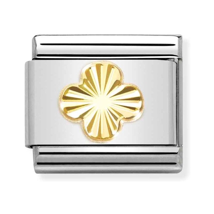 Nomination Composable Classic Charm Glücksklee - Edelstahl, Gold 750 Gelbgold, diamantiert