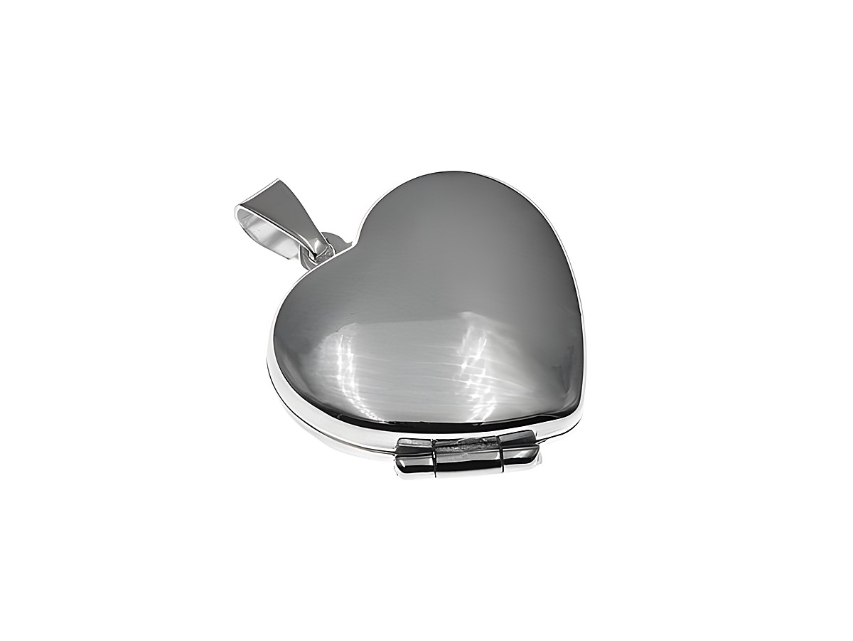 Medaillon Herz schlicht und poliert aus 925 Sterling Silber, Hersteller Juwelier Harnisch, mit einem eleganten und glänzenden Finish, ideal als Schmuckstück oder Geschenk.