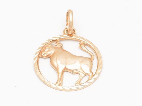 Stier Sternzeichen Anhänger aus sterling Silber, diamantiert und rosé vergoldet, gefertigt von Juwelier Harnisch, zeigt einen stilisierten Stier in einem eleganten Kreisdesign.