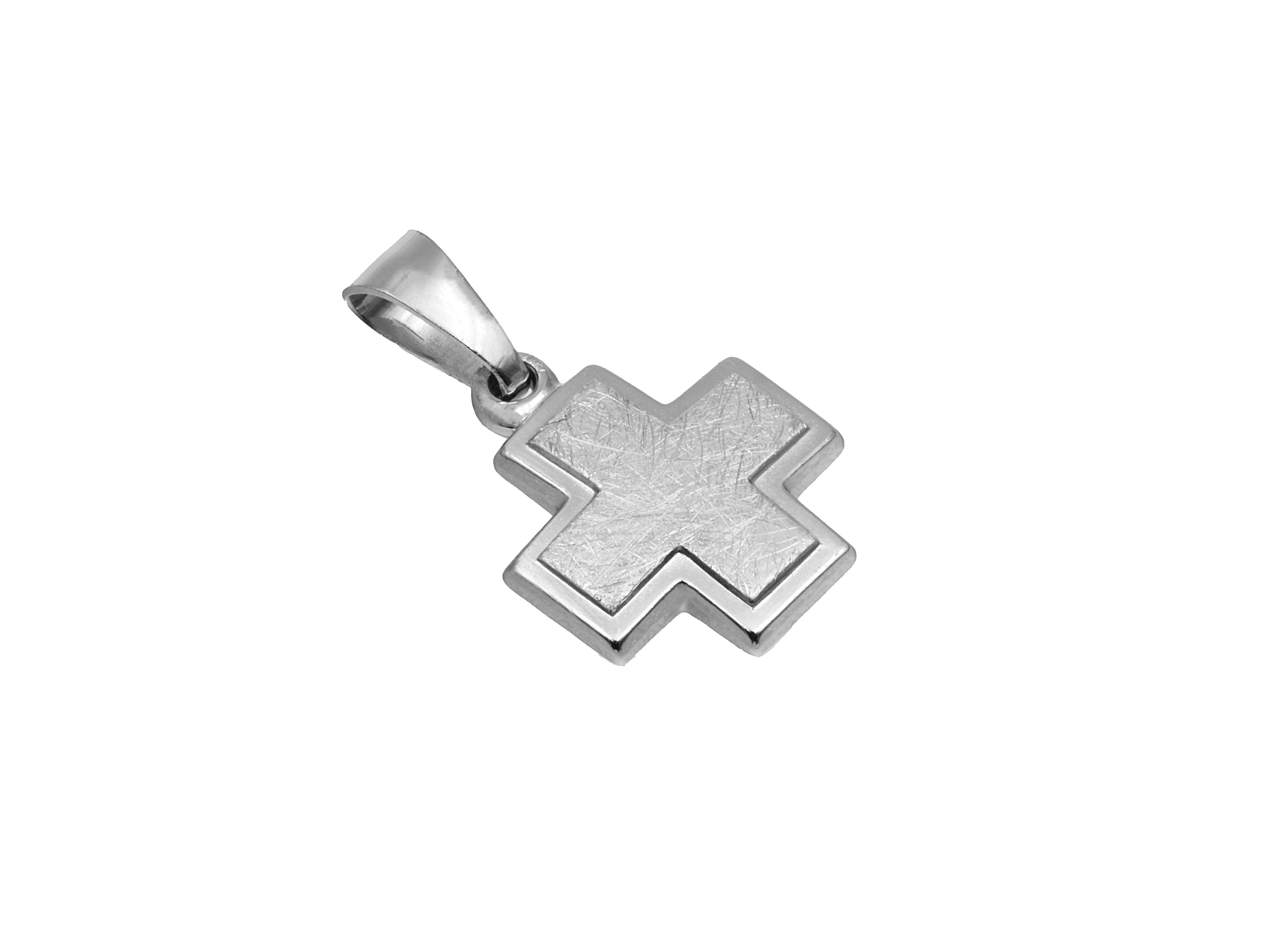 Anhänger Kreuz - Sterling Silber rhod. - gleichschenklig Anhänger Kreuz aus rhodiniertem Sterling Silber, gleichschenklig, glänzende und matte Oberflächenstrukturen, elegante Optik, Hersteller Juwelier Harnisch, Neuheit im Silber.